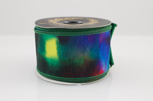JOHN MARK RIBBON - WATER COLOR TAFFETA FUSED GREEN - 2.5"X10YD