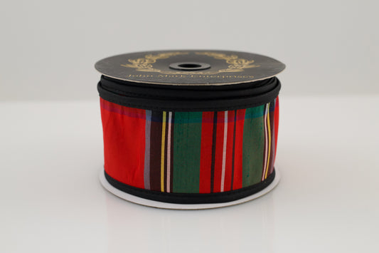 JOHN MARK RIBBON - ROYAL STEWART PLAID FUSED DUPION OLIVE - 2.5"X10YD