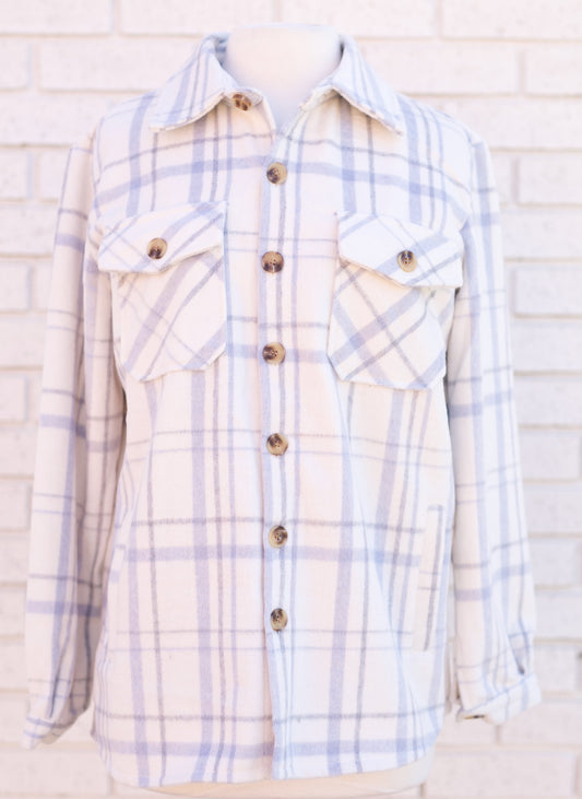 FROSTED OPAL PLAID SHACKET