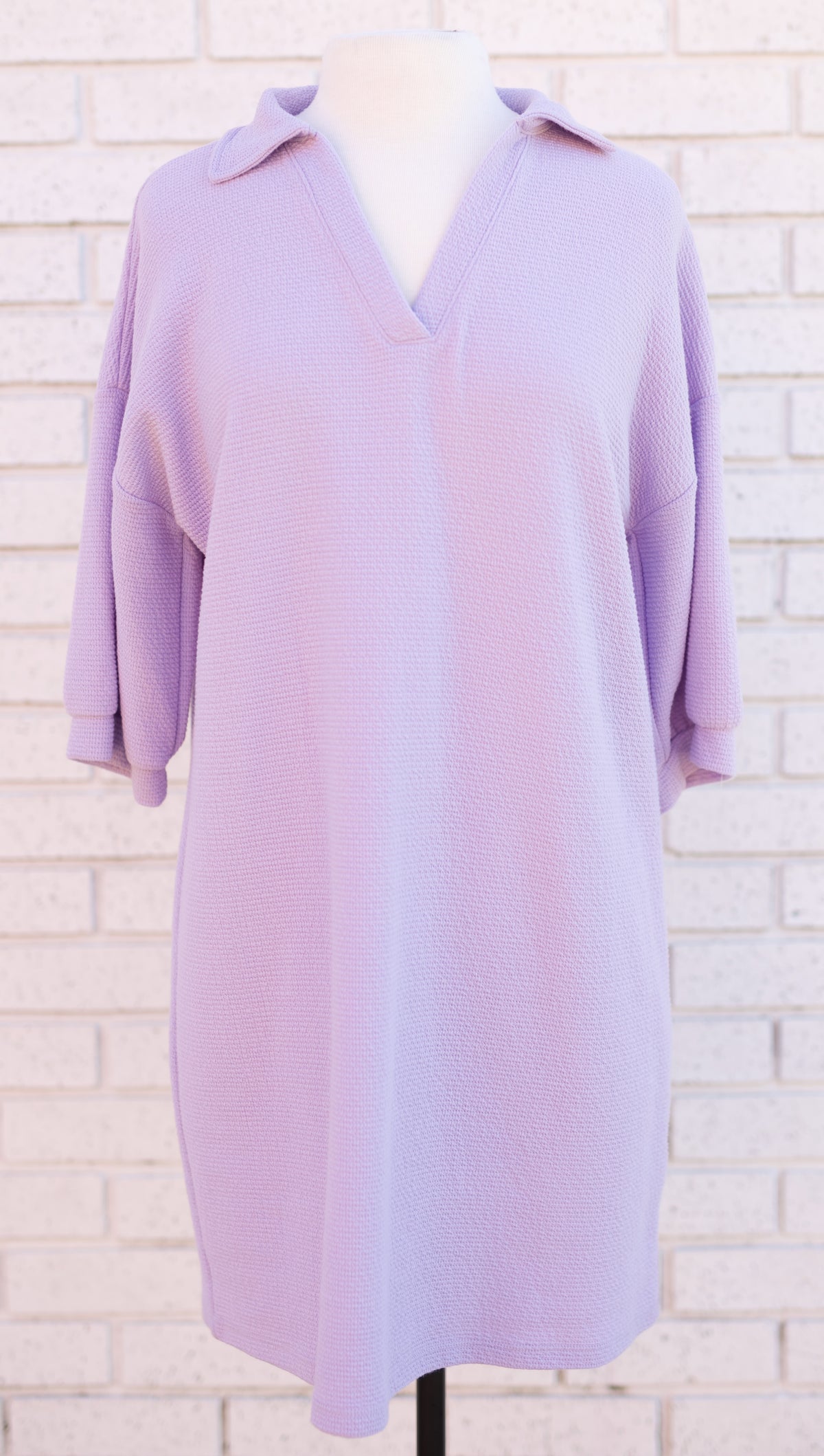 LAVENDER COLLARED PREPPY 1/2 SLEEVE DRESS