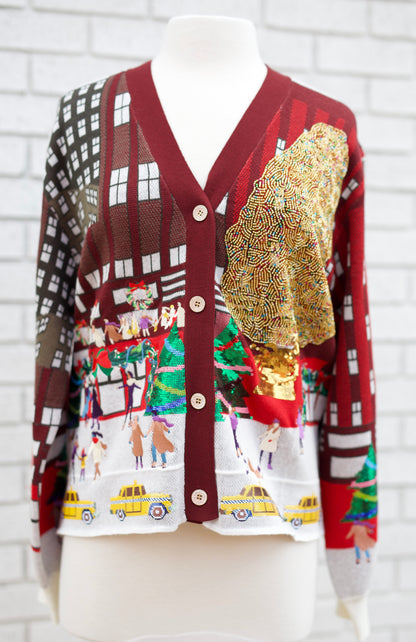 MULTI ROCKEFELLER CENTER BUTTON UP CARDIGAN