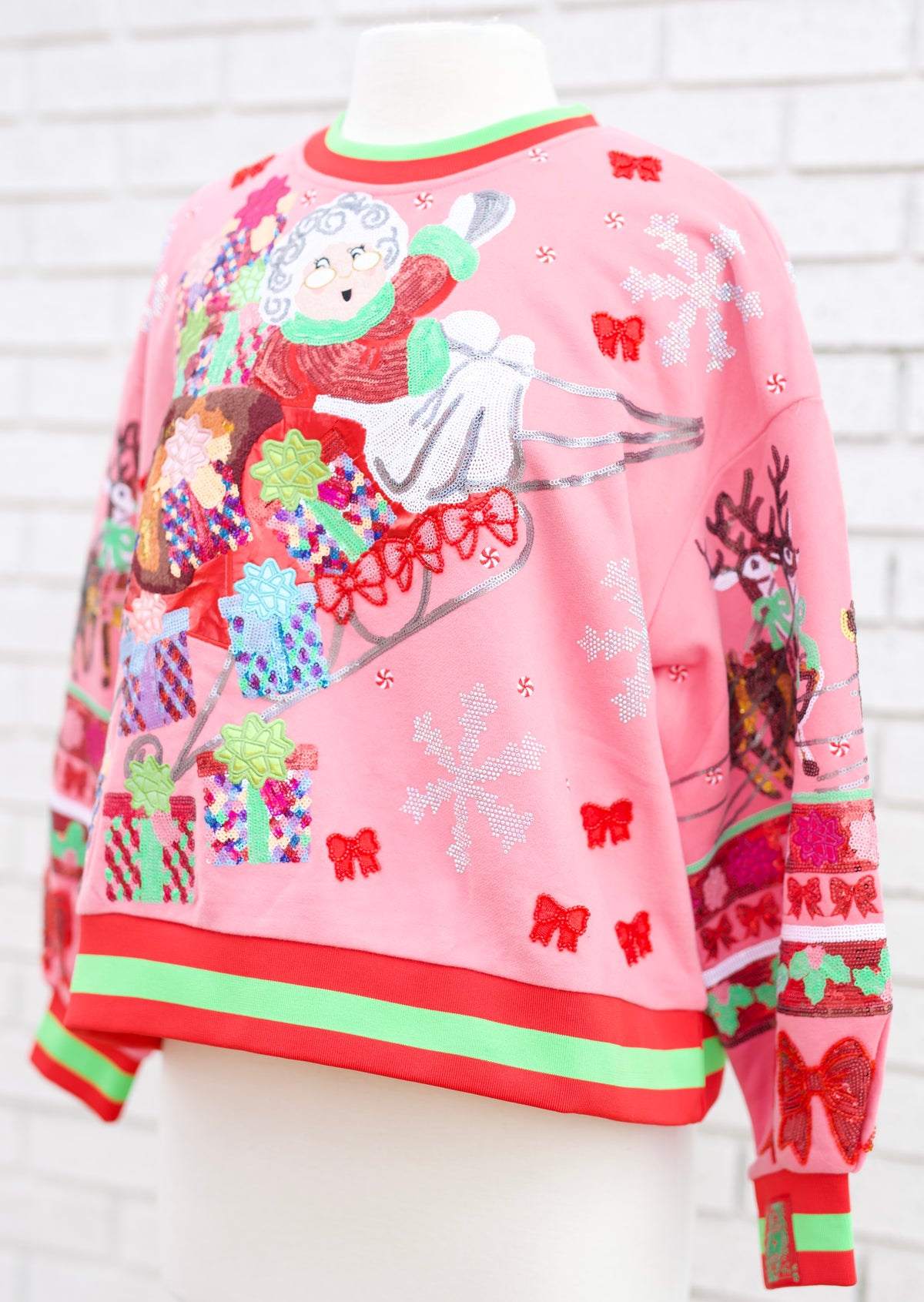HOT PINK VINTAGE MRS. CLAUS SLEIGH SWEATSHIRT
