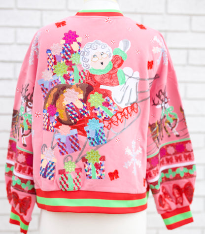 HOT PINK VINTAGE MRS. CLAUS SLEIGH SWEATSHIRT