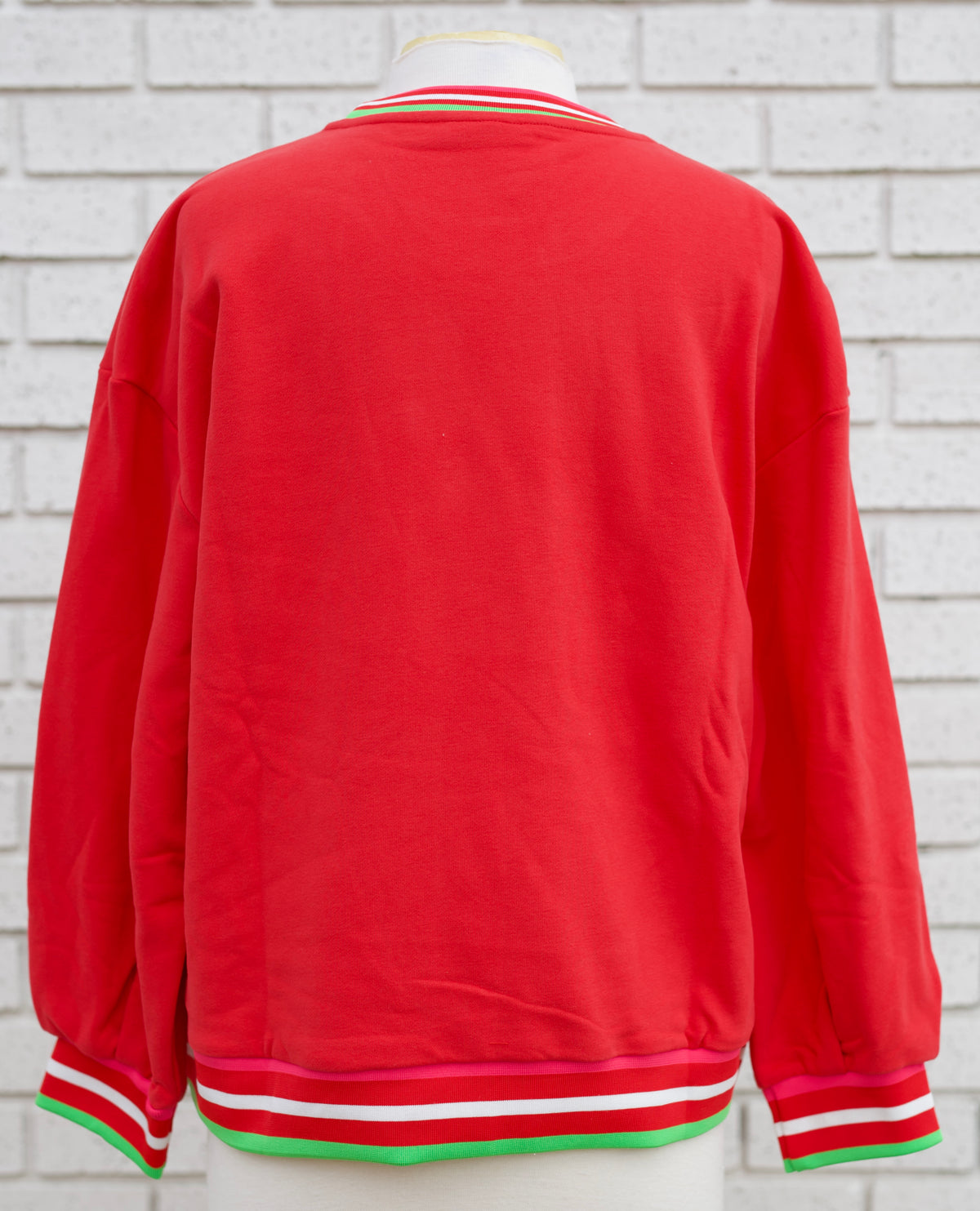 RED MULTI HAT METALLIC SANTA SWEATSHIRT