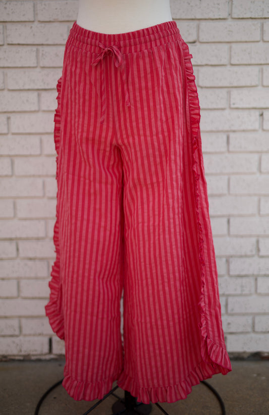 BREEZY STRIPE LINEN WIDE LEG PANTS