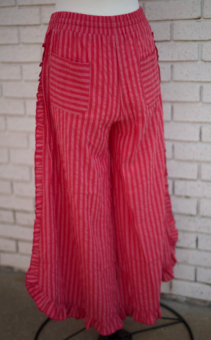 BREEZY STRIPE LINEN WIDE LEG PANTS