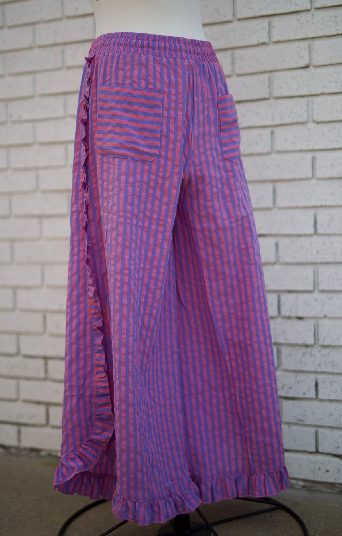 BREEZY STRIPE LINEN WIDE LEG PANTS