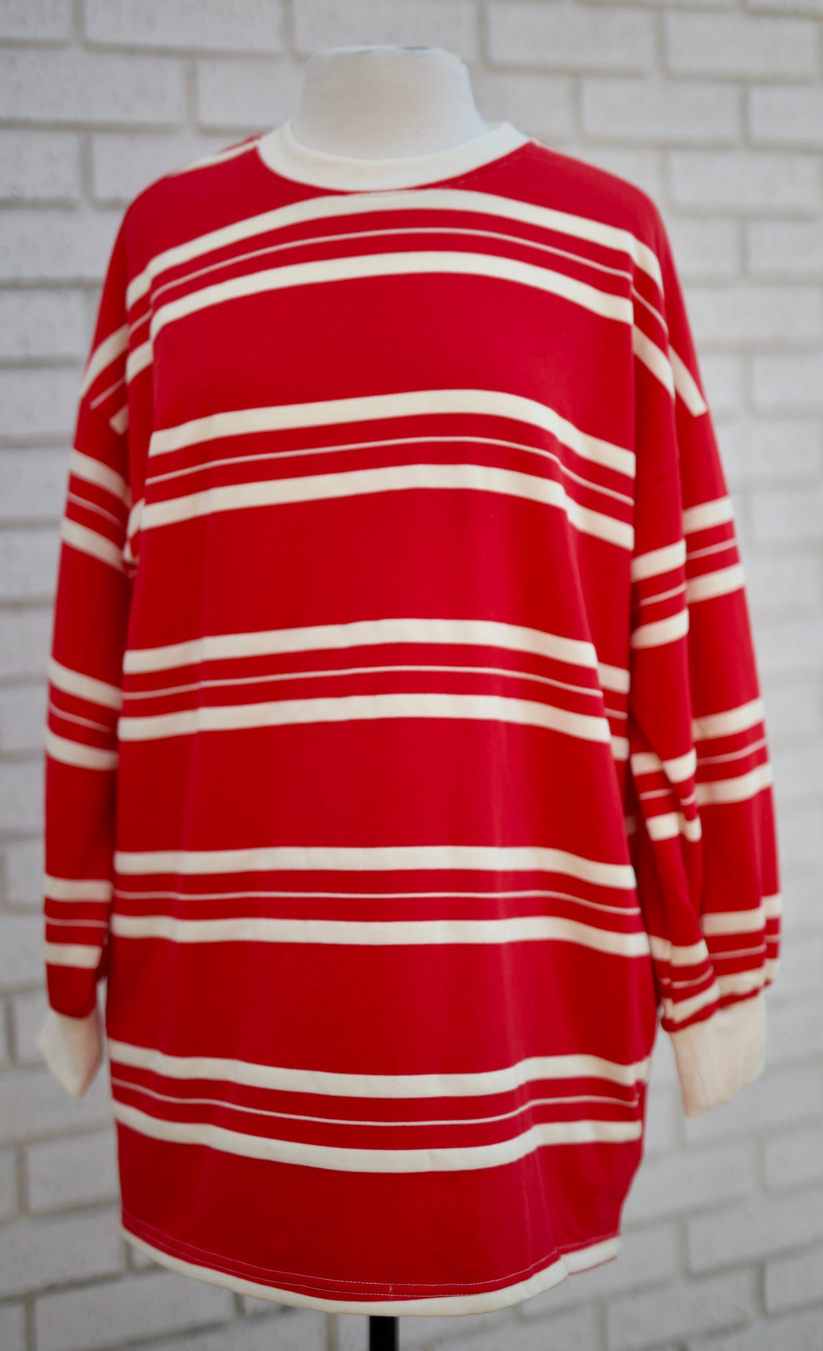 RED STRIPE COASTAL BREEZE STRIPE SWEATSHIRT DRESS