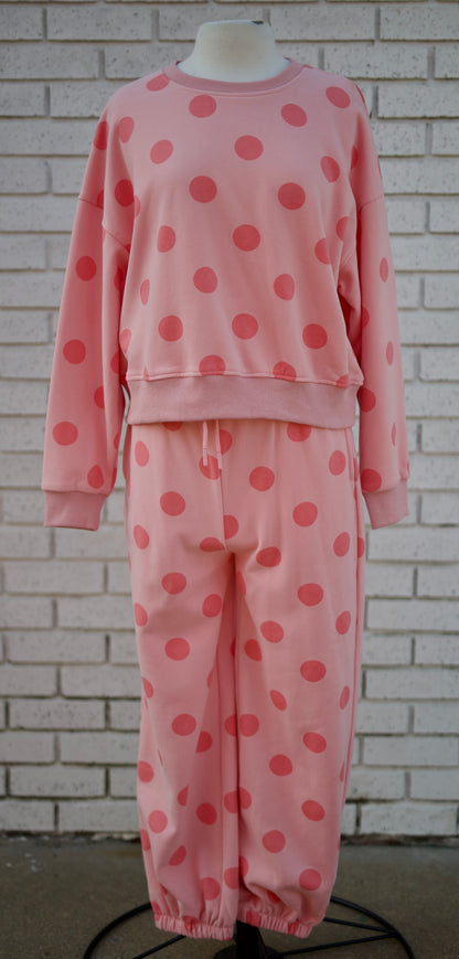 POLKA DOT CREW NECK 2PC SWEAT SET