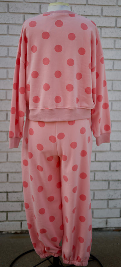 POLKA DOT CREW NECK 2PC SWEAT SET