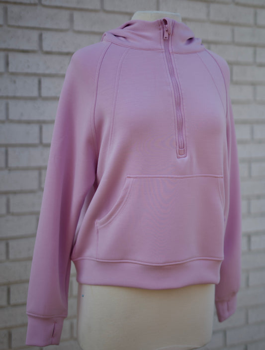 SCUBA QUARTER ZIP HOODIE JACKET - BLOSSOM