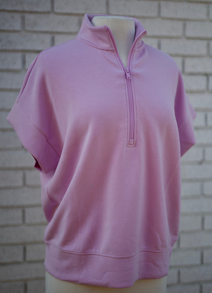 TULIP SHORT & QUARTER ZIP SHORT SLEEVE TOP 2 PC. SET - BLOSSOM