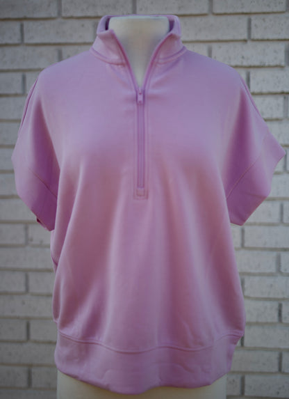TULIP SHORT & QUARTER ZIP SHORT SLEEVE TOP 2 PC. SET - BLOSSOM