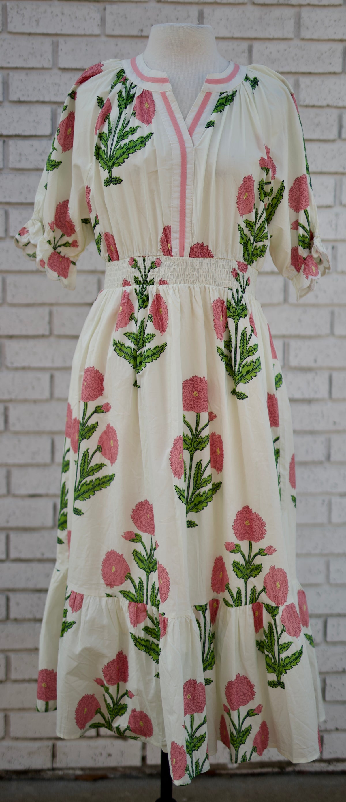 FLORAL SMOCKED MIDI DRESS