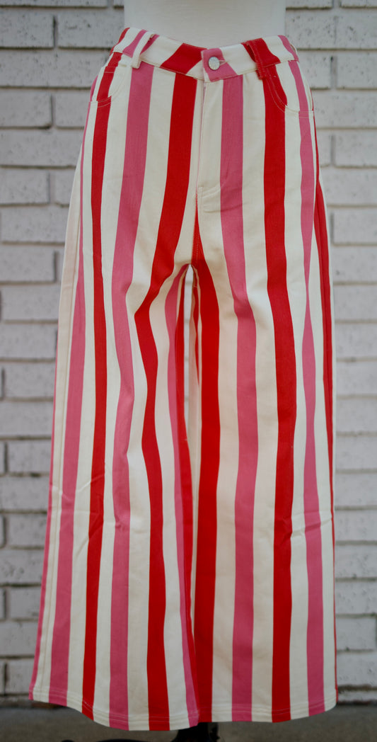 STRIPED WIDE LEG PANTS