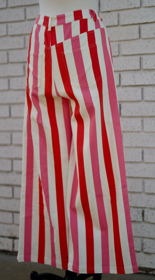 STRIPED WIDE LEG PANTS