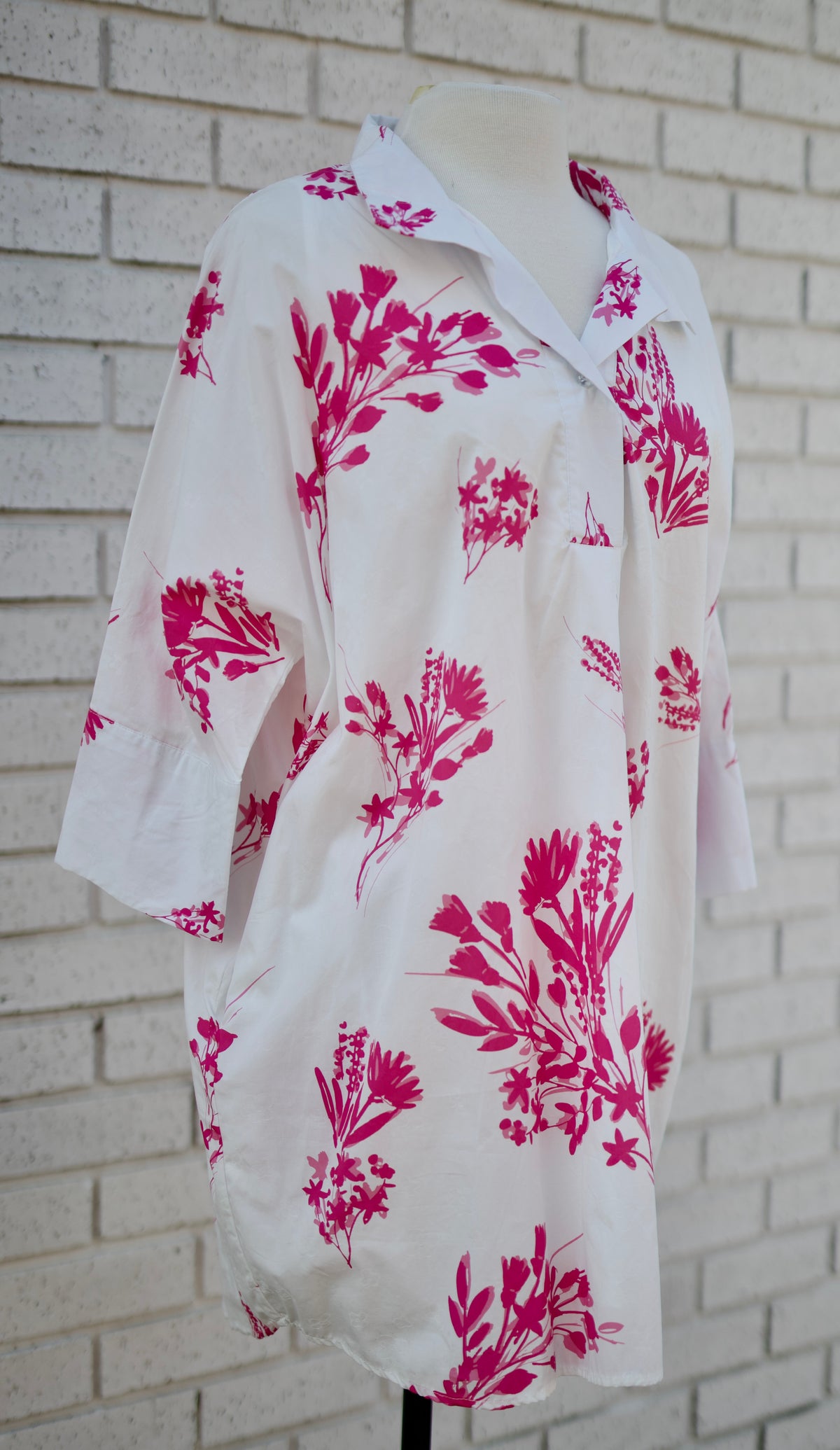 PINK FLORAL HALF SLEEVE MINI DRESS