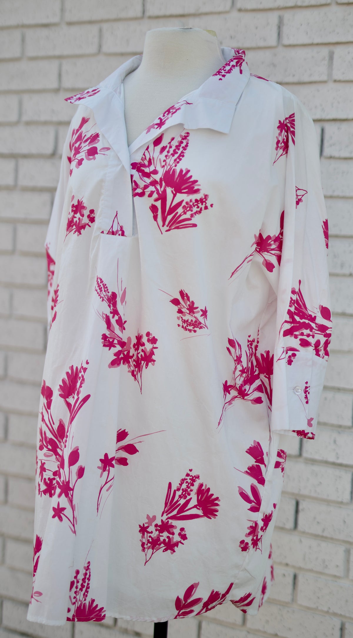 PINK FLORAL HALF SLEEVE MINI DRESS