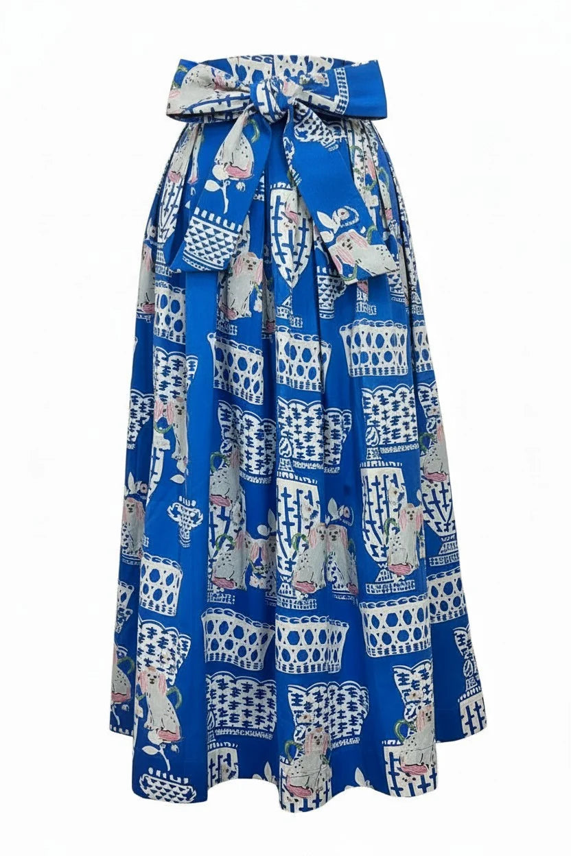 FIFI MIDI SKIRT AND BLOUSE 2 PC. SET - BLUE