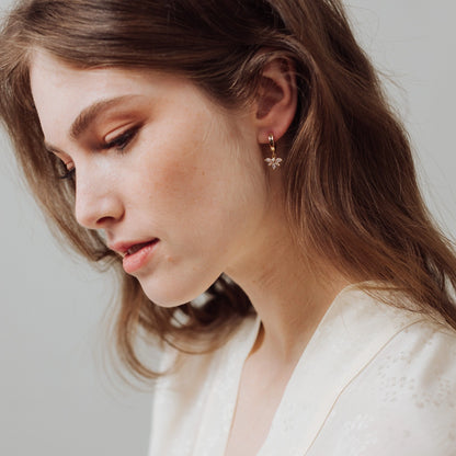 HARLOWE HUGGIE DROP HOOP EARRINGS - GOLD