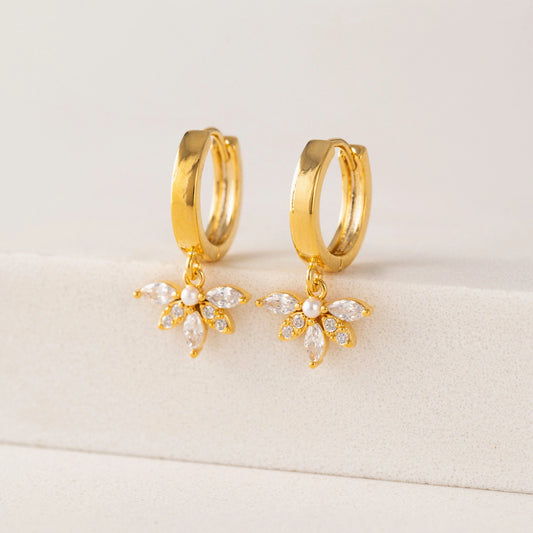 HARLOWE HUGGIE DROP HOOP EARRINGS - GOLD