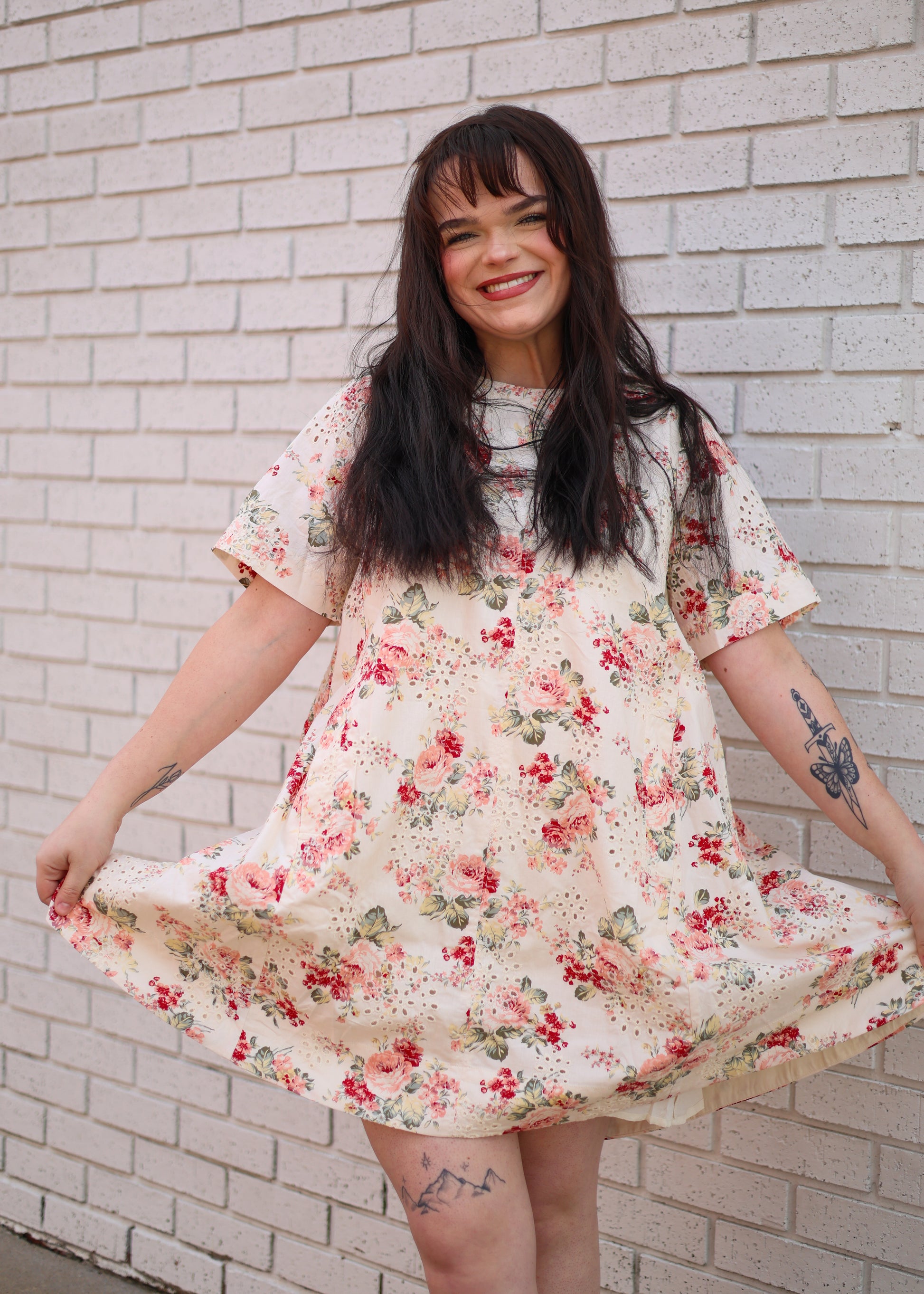 cream eyelet dress Olivaceous Tate Cream Eyelet Puff Sleeve Mini Dress - Size S - Babydoll Dress - White - Summer - Graduation - Vacation - Sorority
