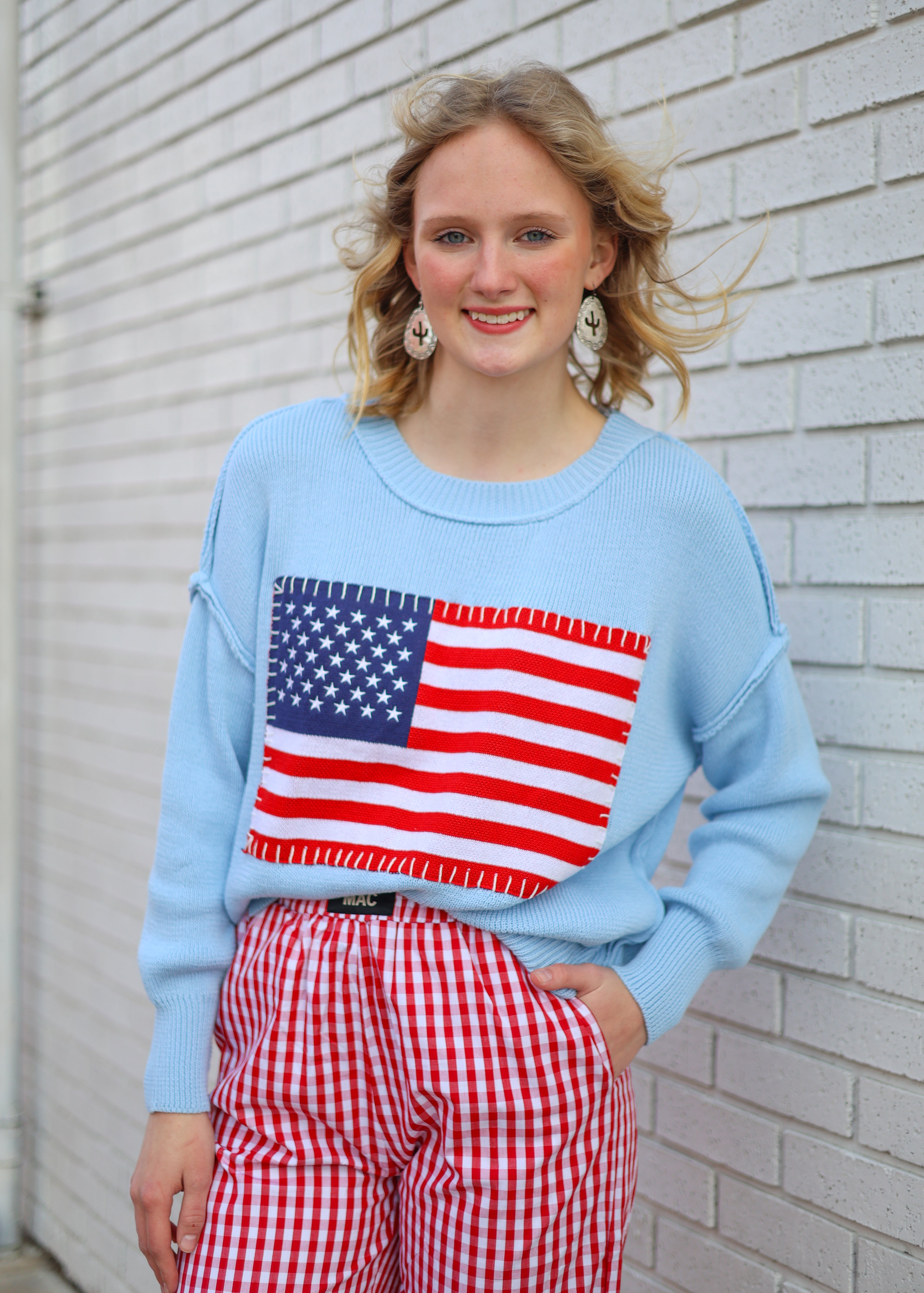 SIMPLY SOUTHERN USA FLAG SWEATER