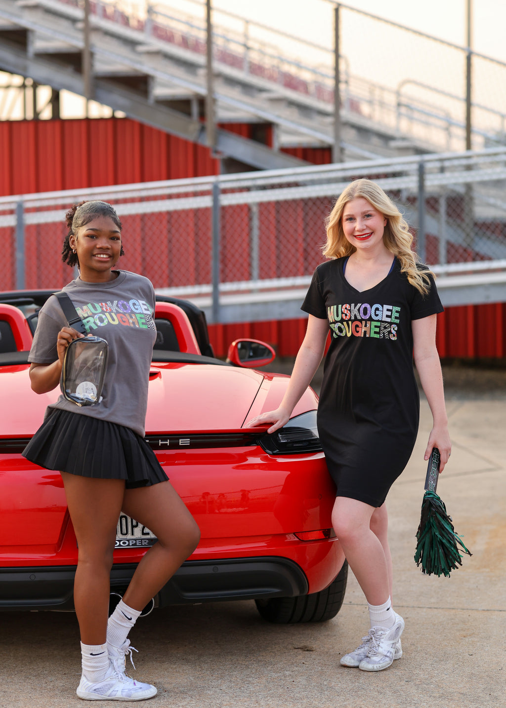 Muskogee Roughers Quilted Pattern Letters T-shirt Dress