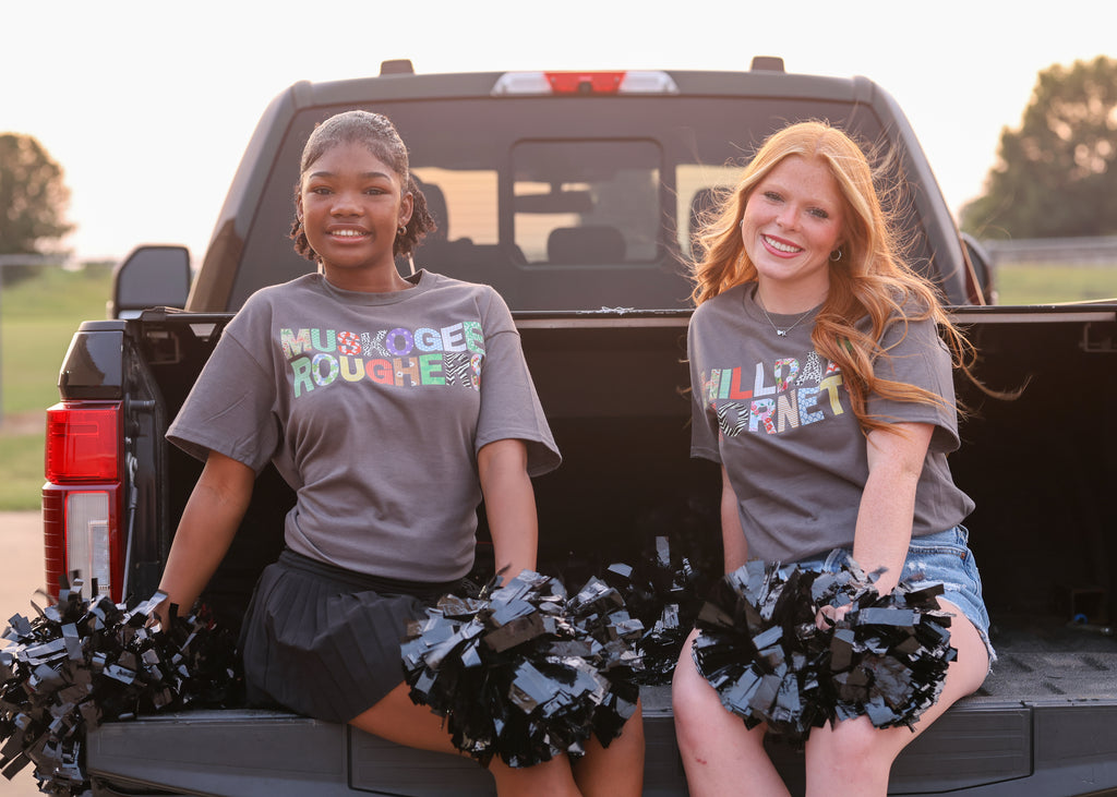 Muskogee Roughers Quilted Pattern Letters Tee