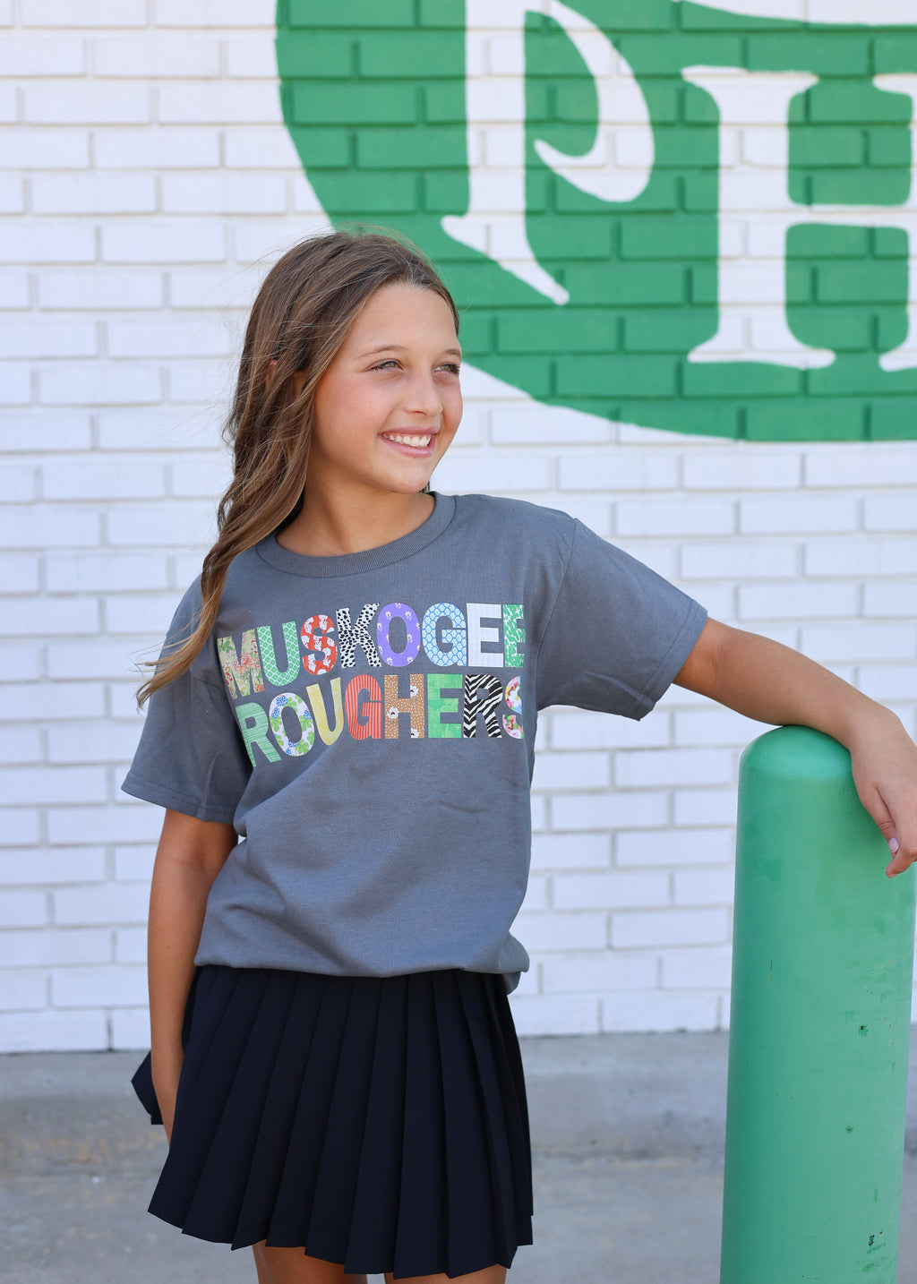 Muskogee Roughers Quilted Pattern Letters Tee