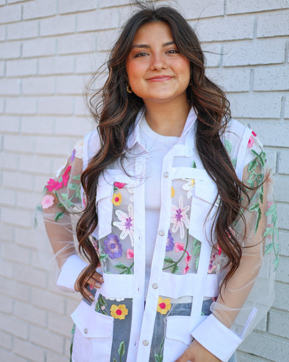 WHITE DIVINE FLORAL LONG JACKET