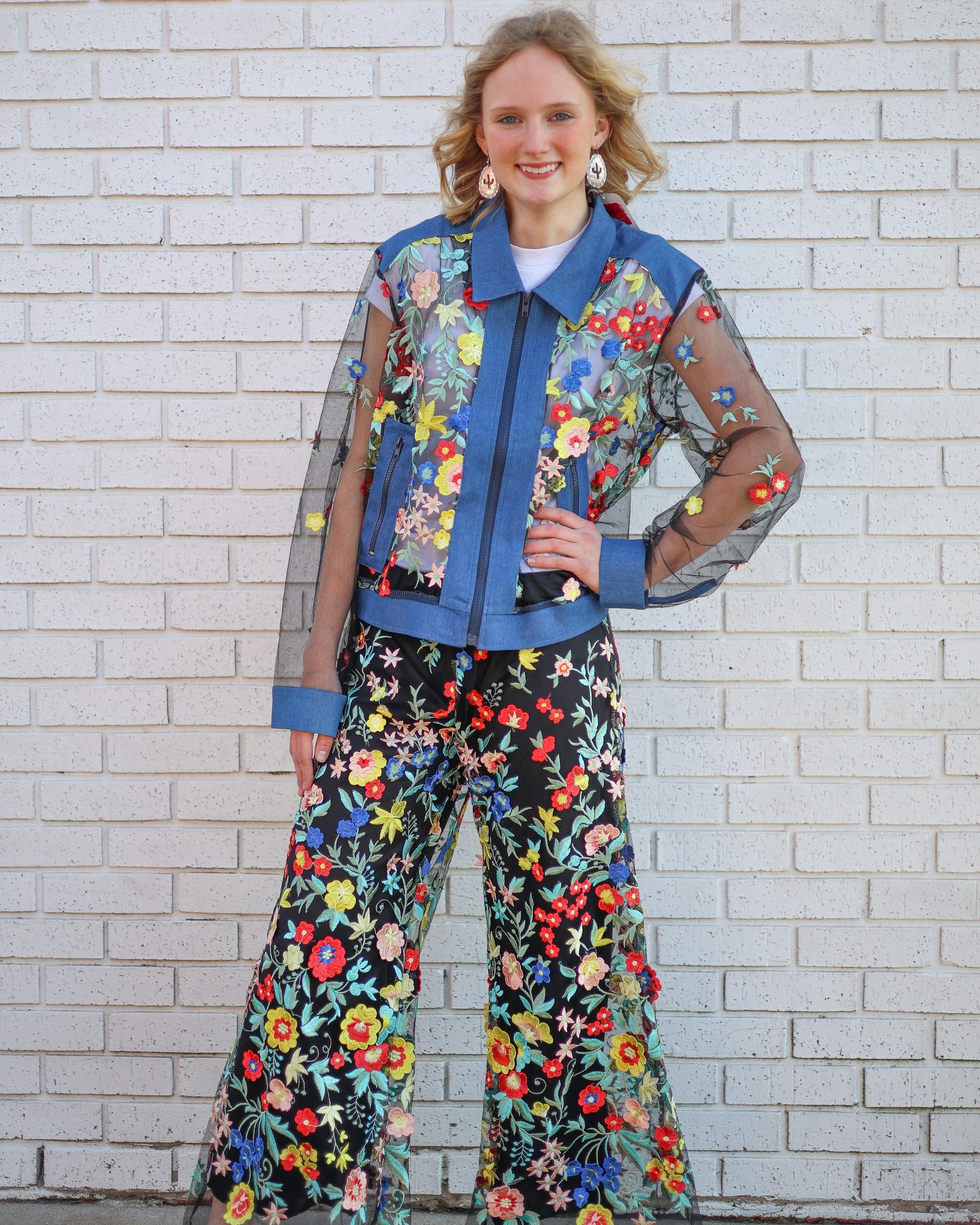 BLUE FLORAL BLISS 2PC JACKET & PANT SET