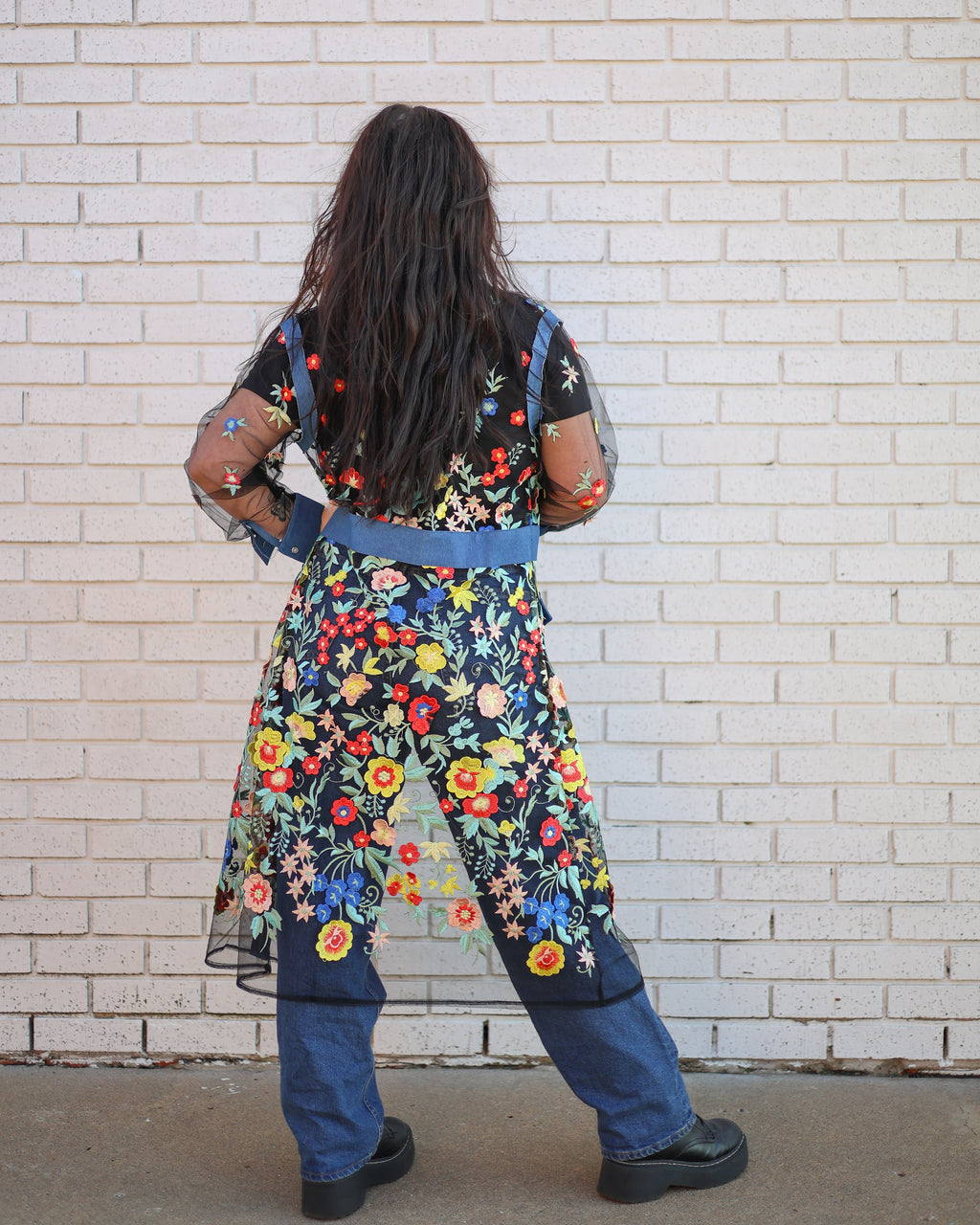 BLUE DIVINE FLORAL LONG JACKET