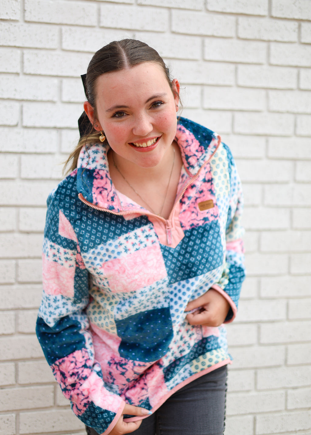 FLEECE PULLOVER - QUILTED PATTERN