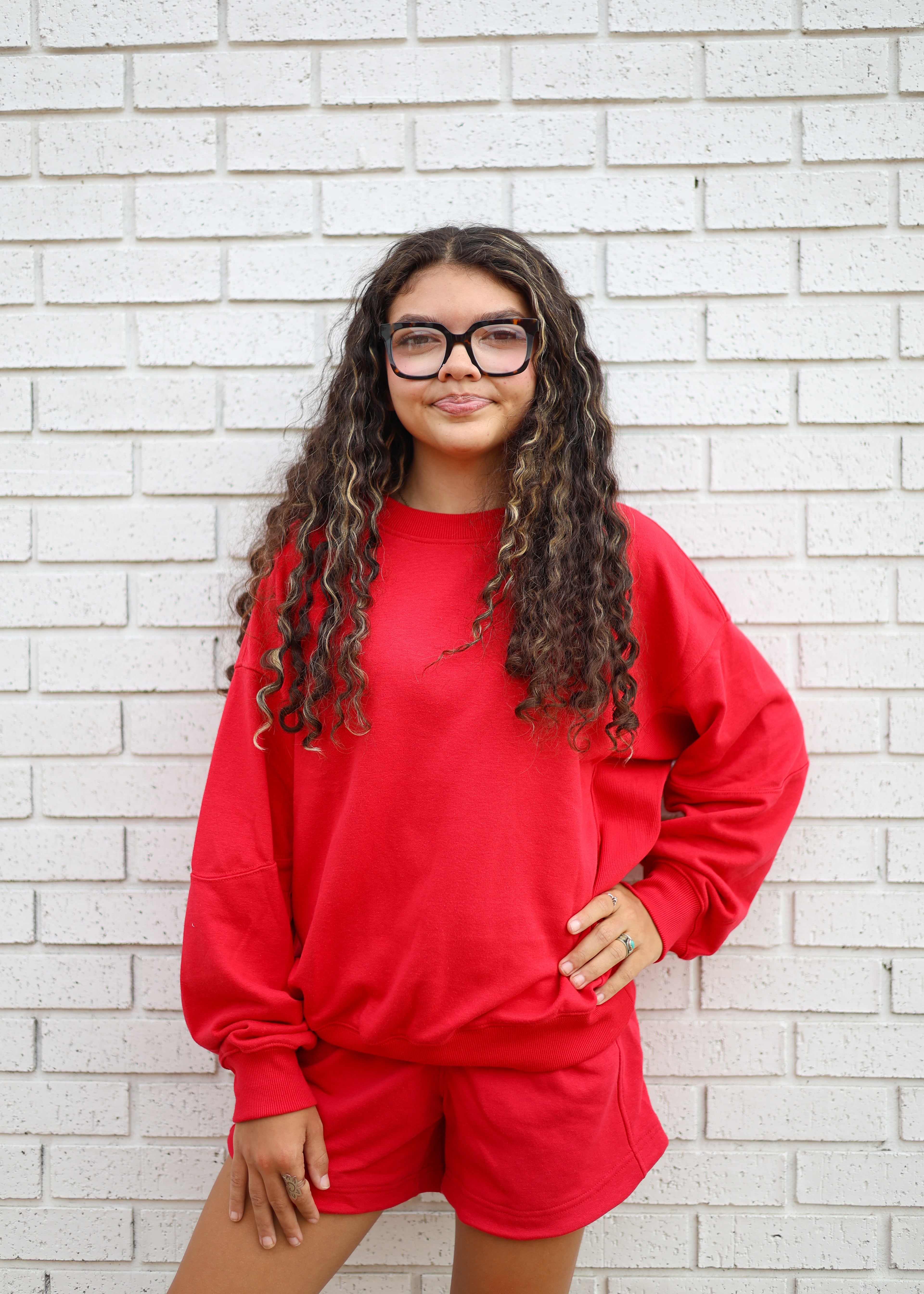 FRENCH TERRY PULLOVER - TRUE RED