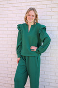 Green Textured 2PC Pant Set