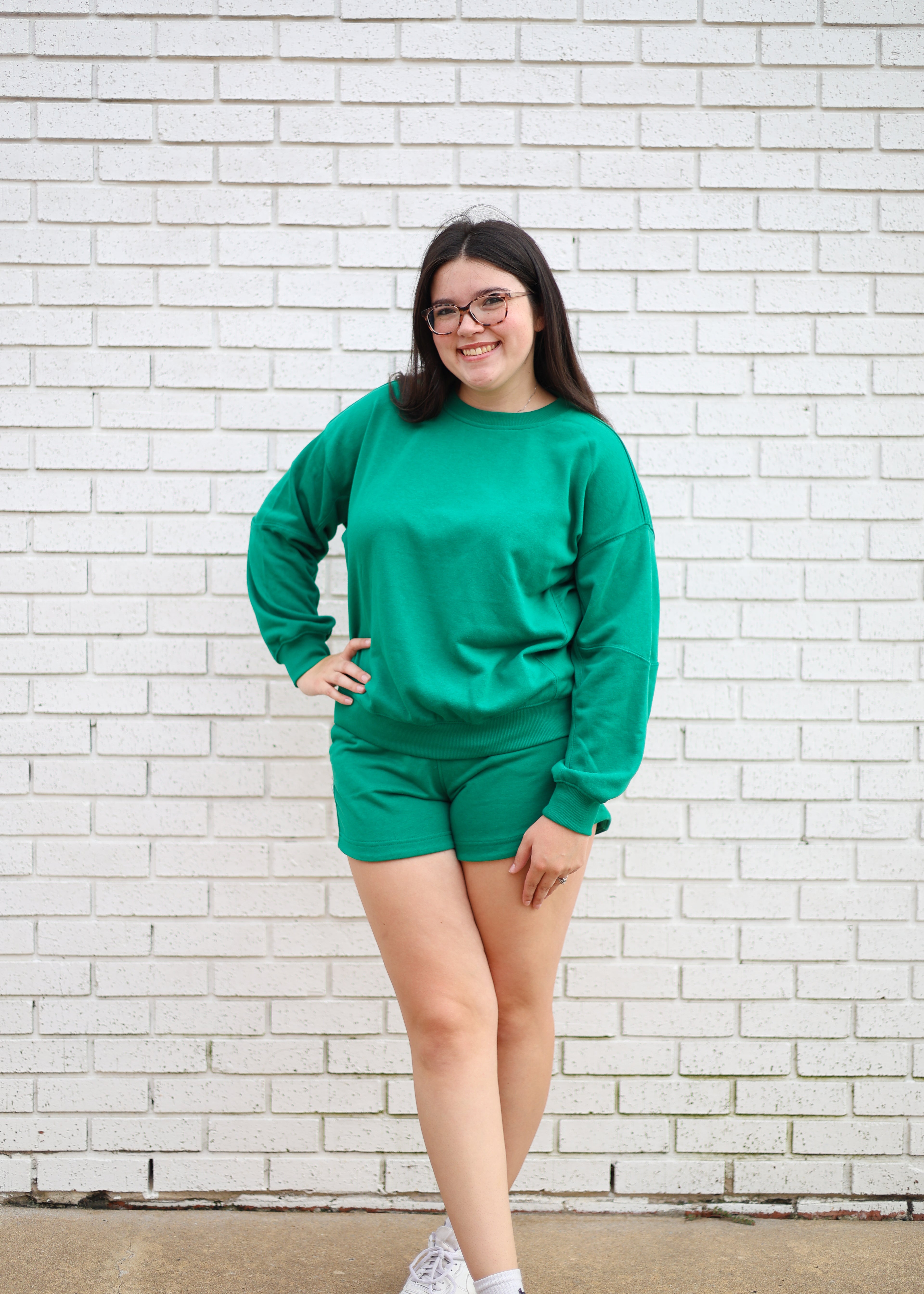 FRENCH TERRY PULLOVER - KELLY GREEN