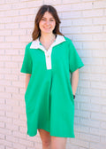 GREEN DRESS W/WHITE COLLAR