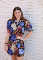 FLORAL PUFF SLEEVE MINI DRESS