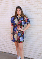 FLORAL PUFF SLEEVE MINI DRESS