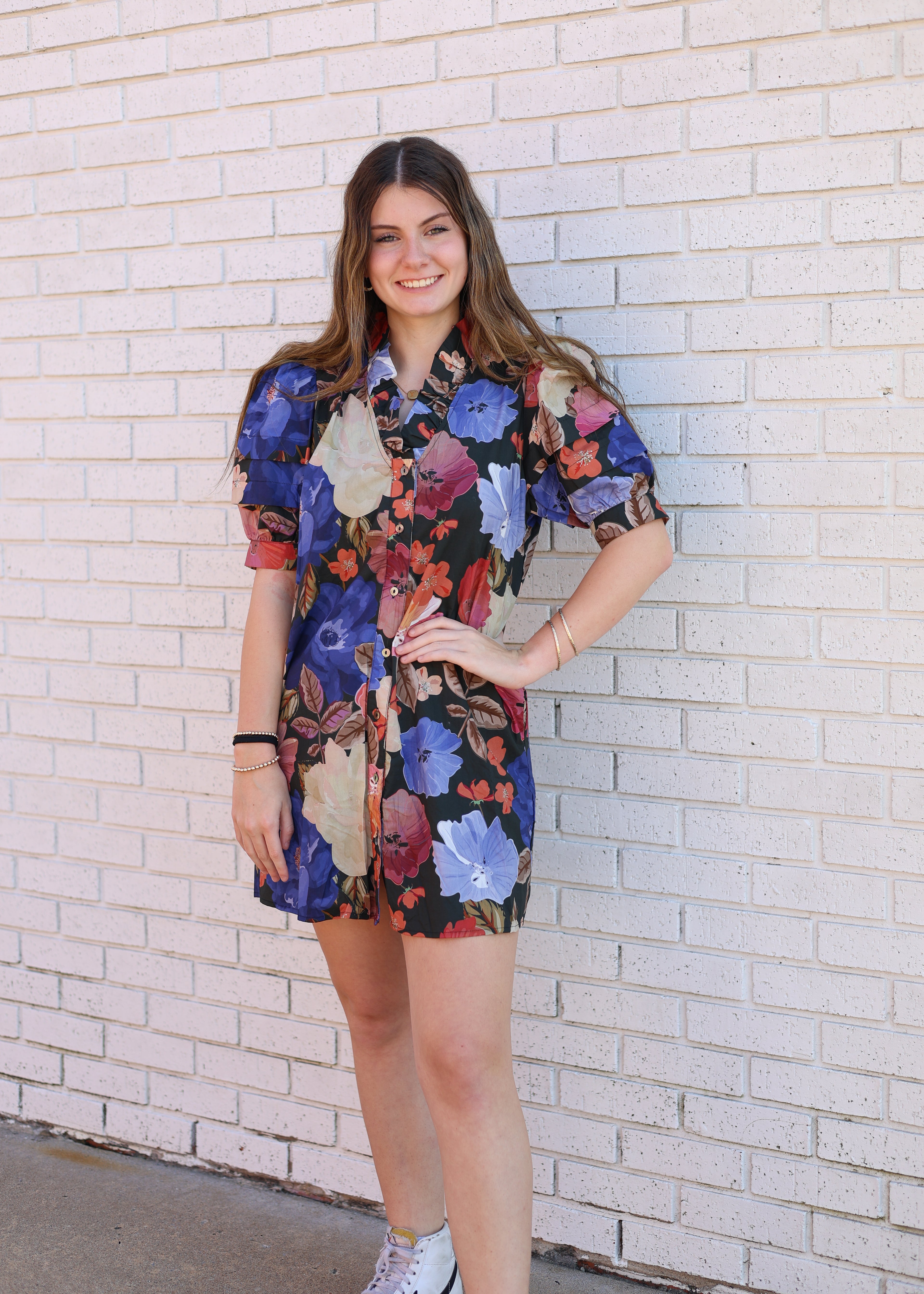 FLORAL PUFF SLEEVE MINI DRESS
