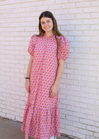 PINK FLORAL MIDI DRESS