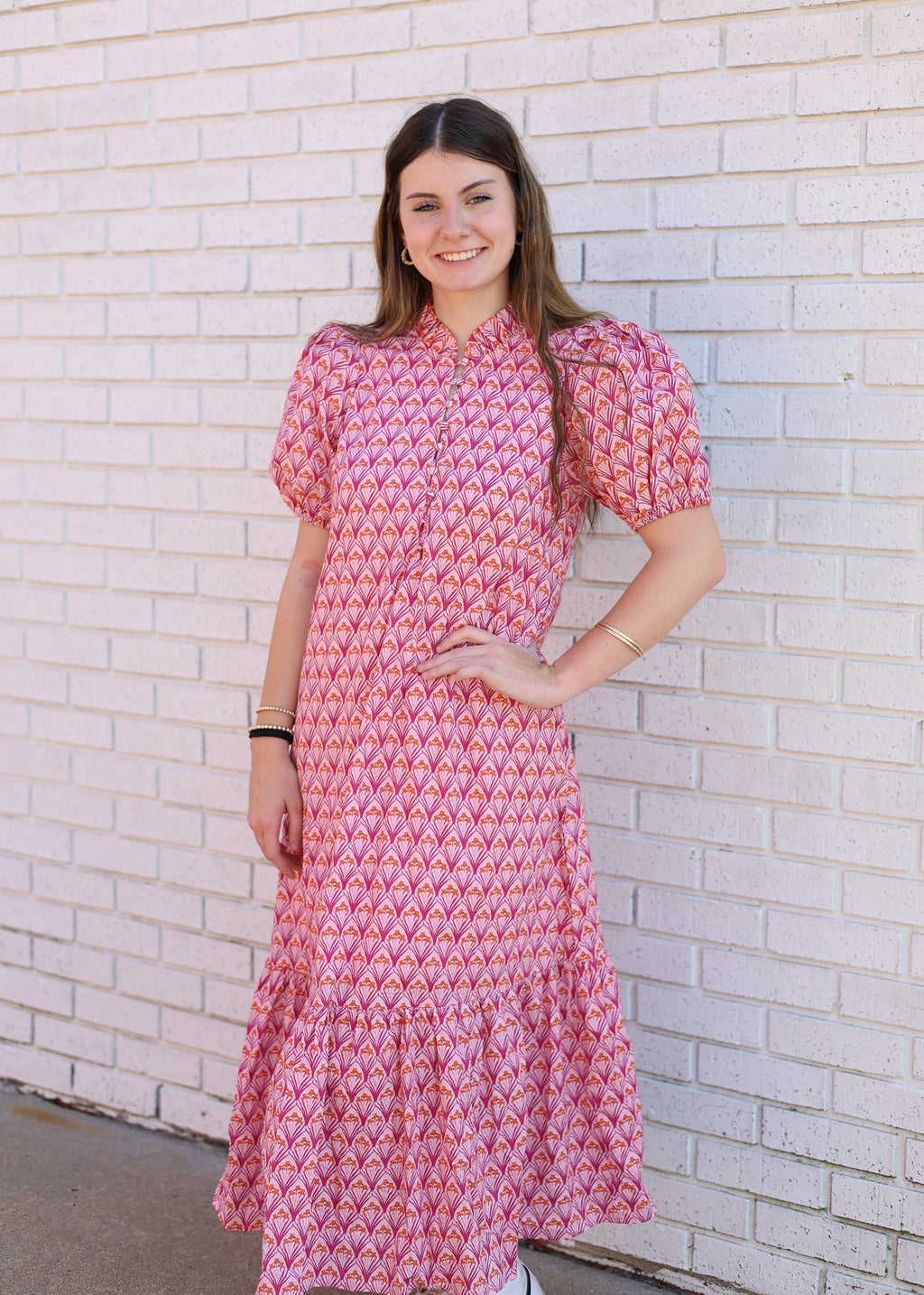 PINK FLORAL MIDI DRESS