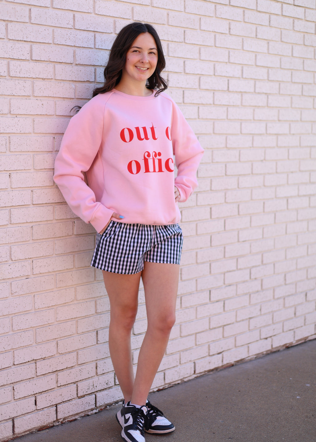 PINK OUT OF OFFICE SWEATSHIRT