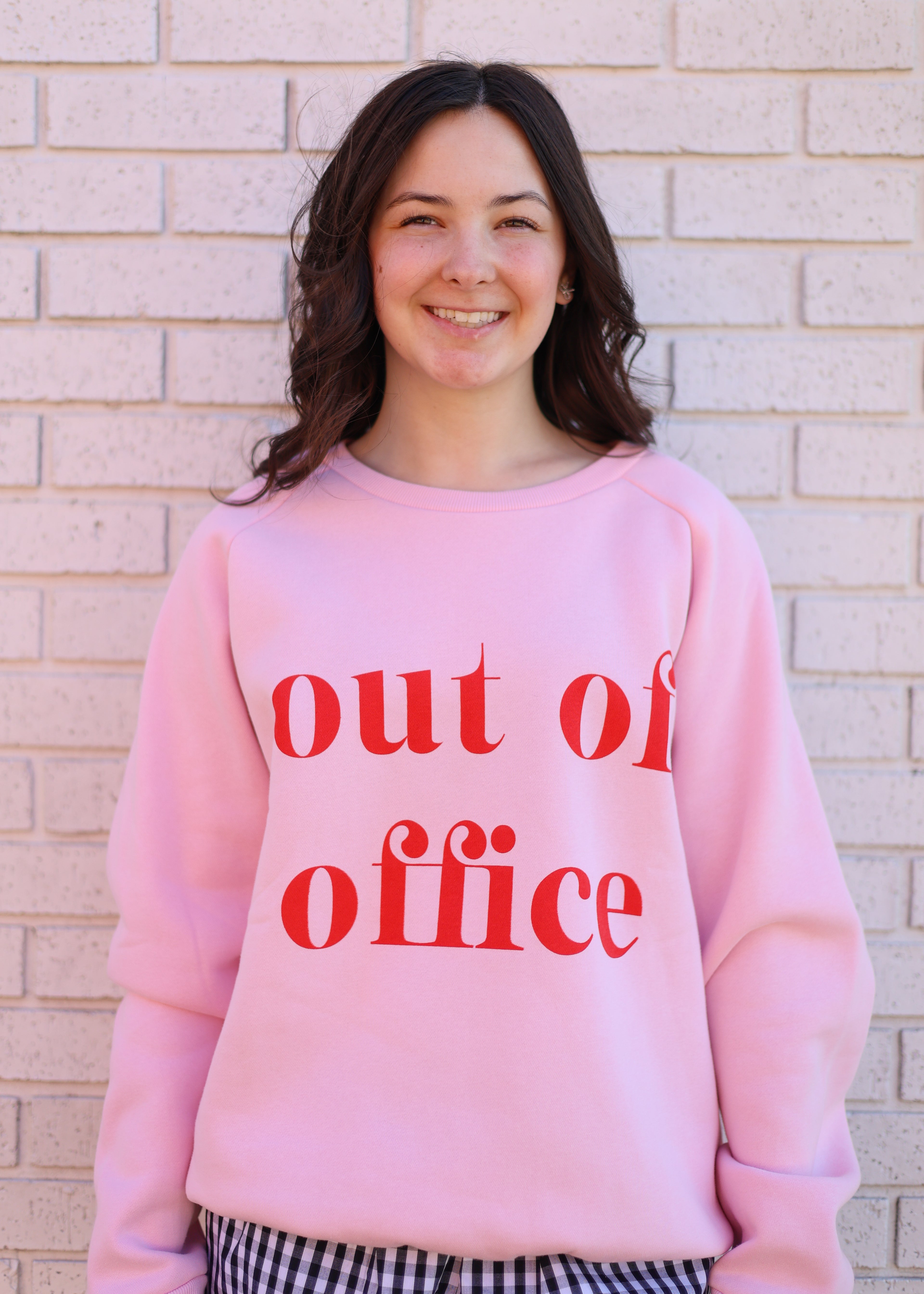 PINK OUT OF OFFICE SWEATSHIRT
