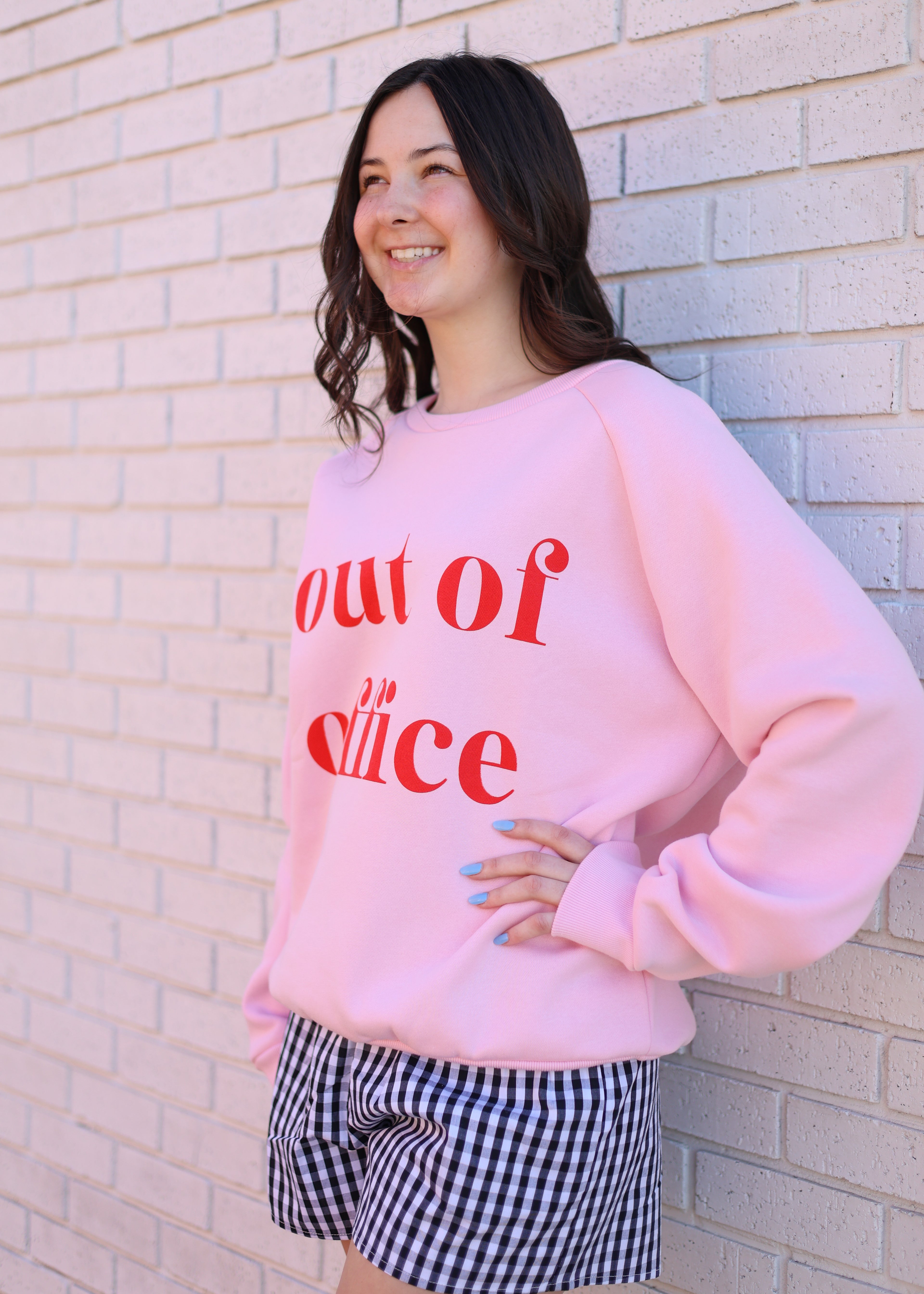 PINK OUT OF OFFICE SWEATSHIRT