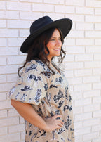 WESTERN INSPIRED NOTCHED NECK MINI DRESS COWBOY LATTE