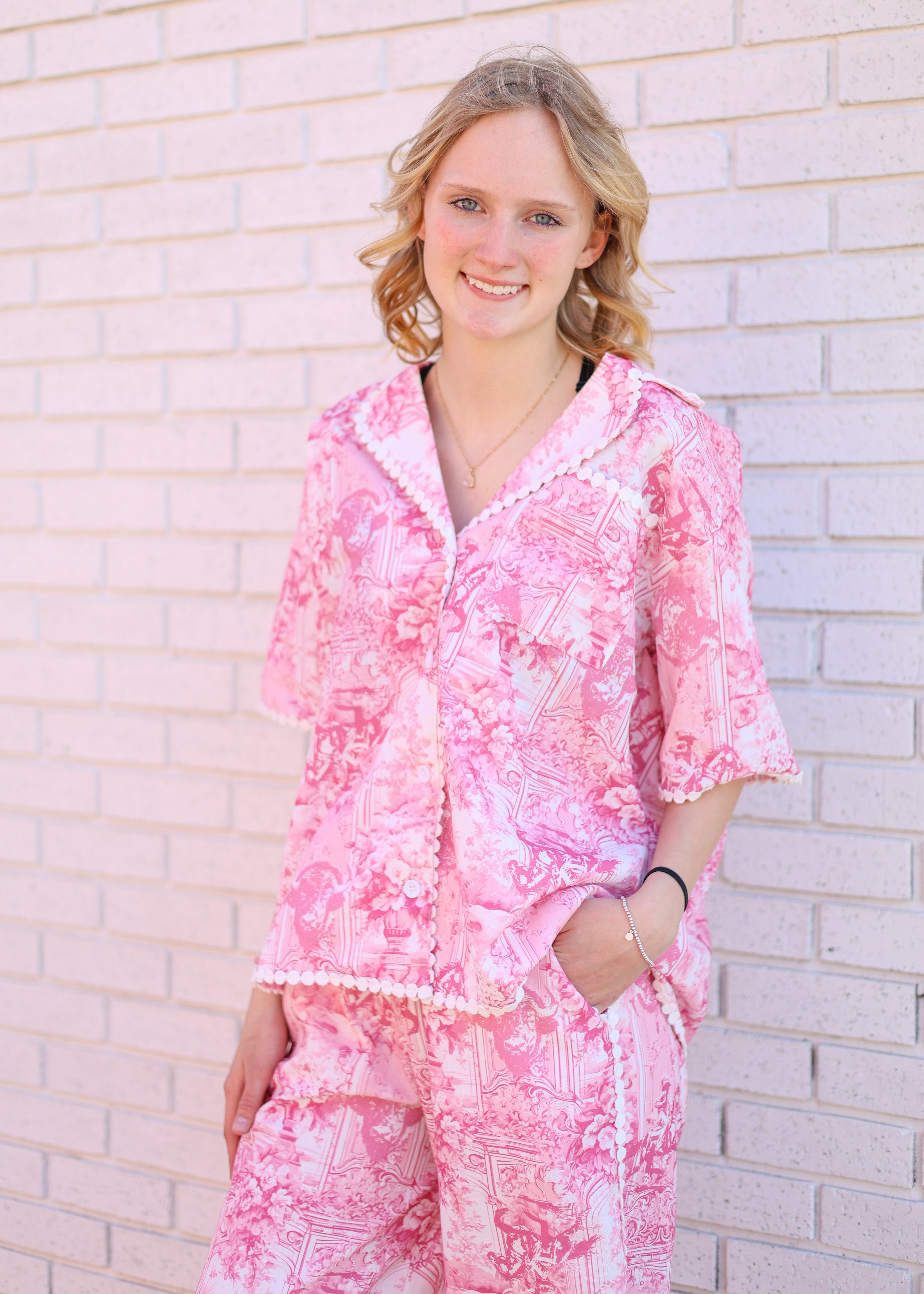 PINK PRINT 2PC PAJAMA PANT SET