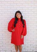 RED PUFF SLEEVE MINI DRESS