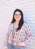 PINK FLORAL SWEATER WITH BOWS